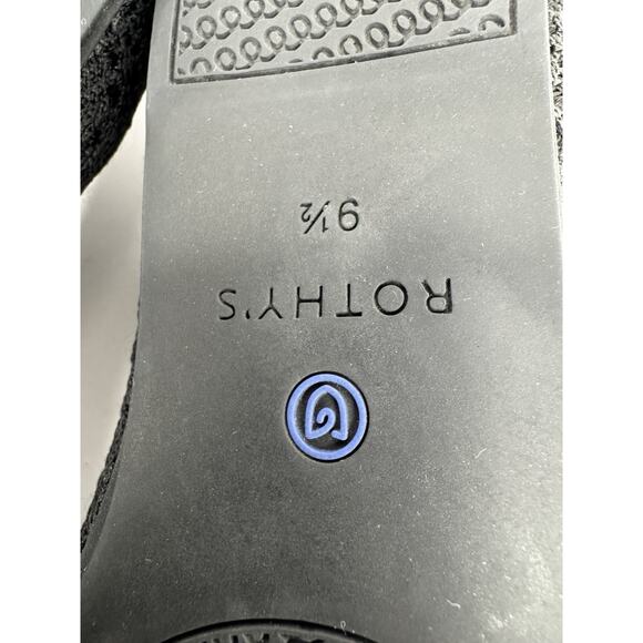 Rothys The Flat Size 9.5 Honeycomb Black Knit Round Toe Slip On Shoes Comfort - Picture 9 of 12